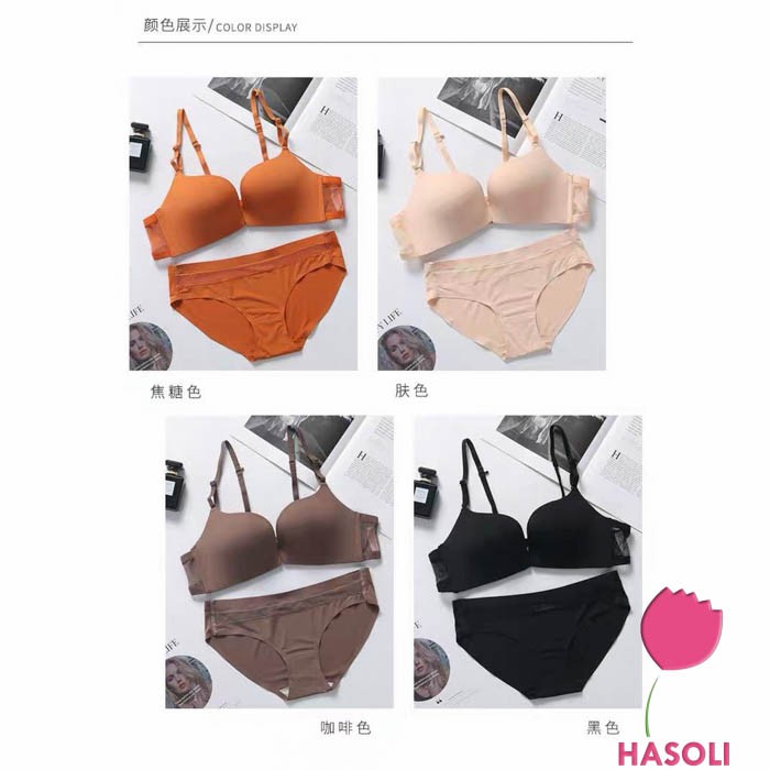 Bộ Đồ Lót Su Đúc Cài Trước Không Gọng Dây Lưới Cao Cấp AL37