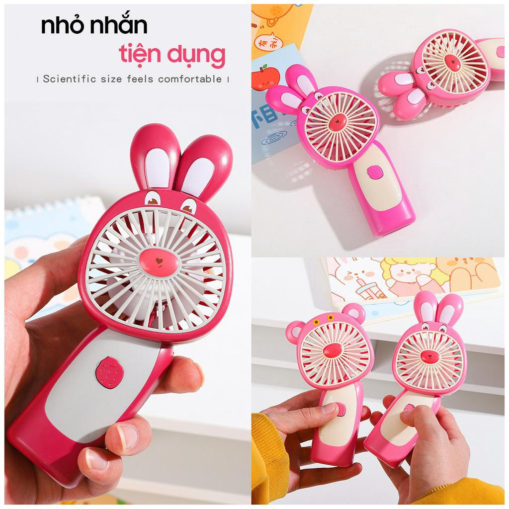 Quạt mini cầm tay tích điện nhỏ gọn sạc pin gấu bear brick tặng dây sạc điện DGD01 KIDS GARDEN