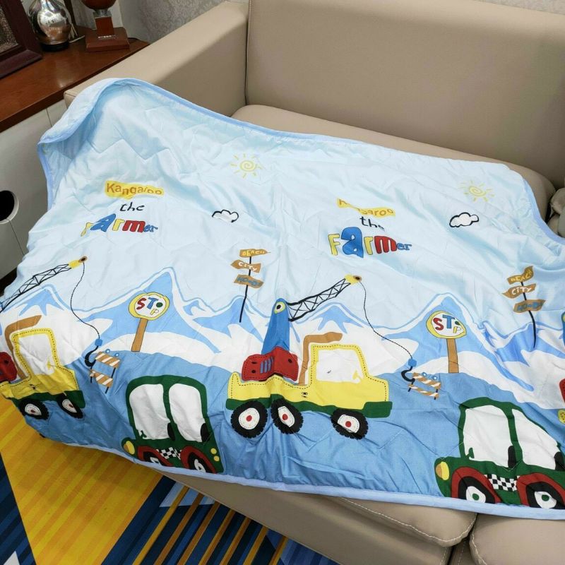 Chăn cho bé vải cotton đũi mềm mịn thoáng mát, mềm chăn hè thu cho bé đi học 1m1x1m5