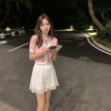 Áo Cardigan ZHELIHANGFEI Dệt Kim Ngắn Tay Cổ Chữ V Thời Trang