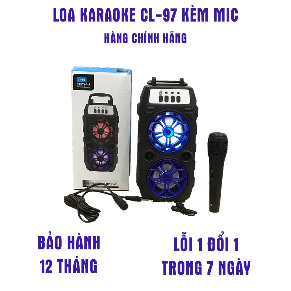 Loa Bluetooth Karaoke CL-97 Kèm Mic  HÀNG CHÍNH HÃNG Chất Lượng Cao - BẢO HÀNH 12 THÁNG