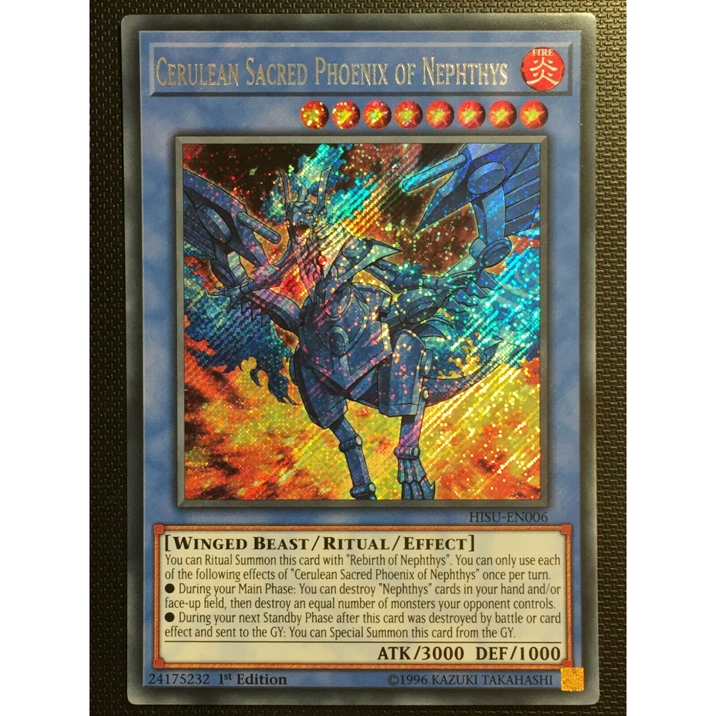 Bài Yugioh - Cerulean Sacred Phoenix Of Nephthys (Secret Rare)