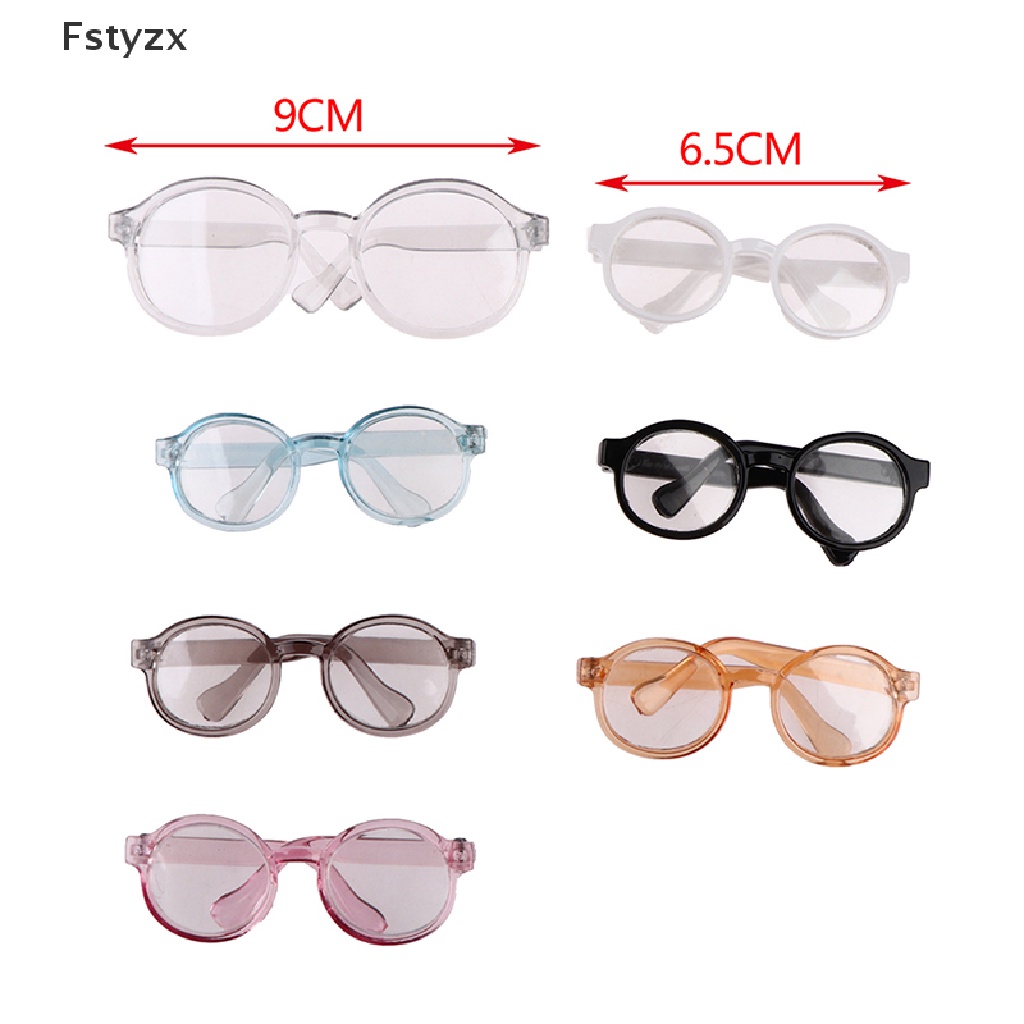Kính búp bê nhung lông Fstyzx gọng tròn 6.5/ 9.5cm tròng trong suốt FY