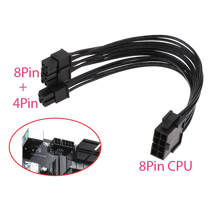 Cáp chia nguồn 8Pin CPU ra 8Pin + 4Pin, dùng cho Mainboard có 2 chân 8pin và 4pin, như Main Z490, Z390 Gaming