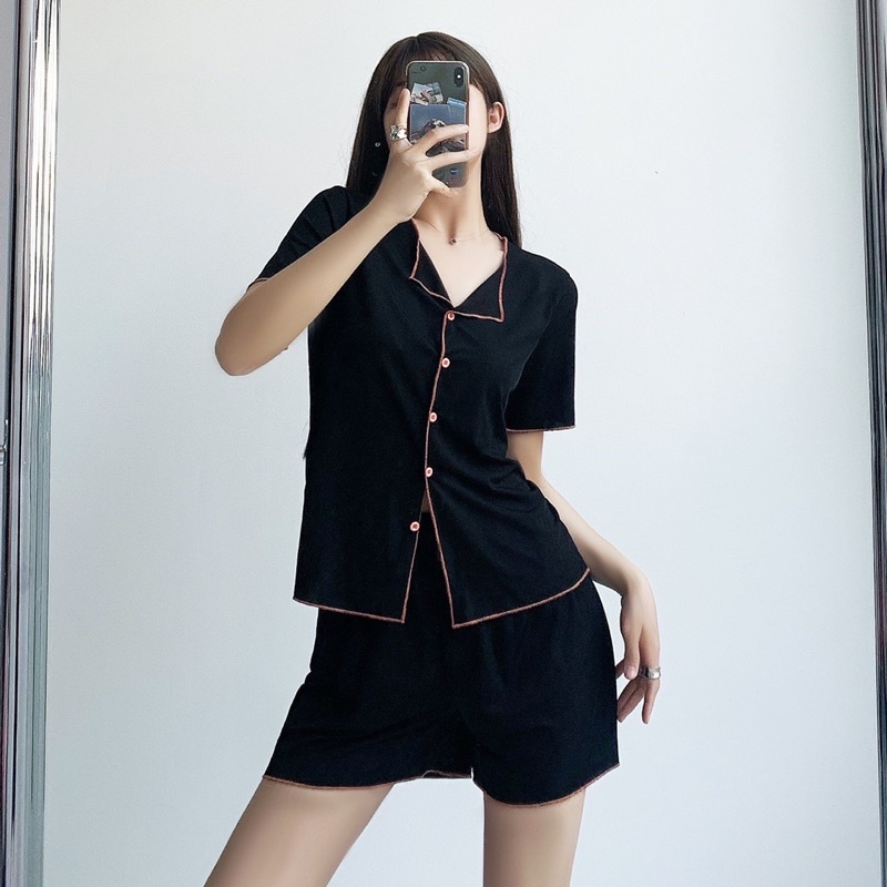 Đồ Bộ Pijama Mặc Nhà Chất Sợi Băng Mát Lạnh Siêu Hot Uzzlang Hàn Quốc