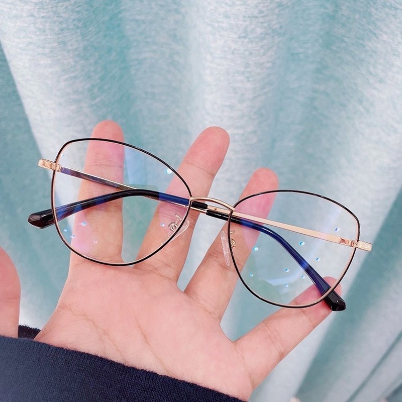 (AIMURUSI) COD Mát Mắt Mèo Chống Ánh Sáng Xanh Lam Phong Cách Retro Thời Trang Mới Với Tròng Kính Có Thể Thay Đổi