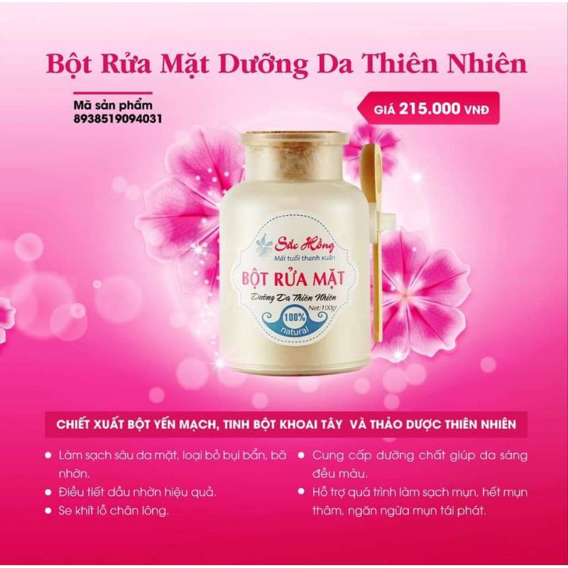 Bột rửa mặt Sắc Hồng - giảm nhờn - ngừa mụn 100g | BigBuy360 - bigbuy360.vn
