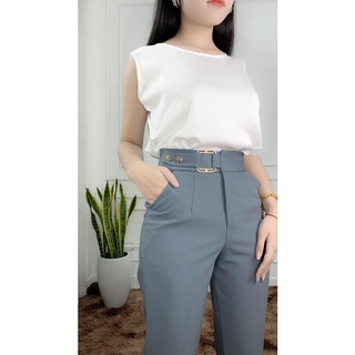 Quần baggy cạp cao vải Vintex dầy dặn đứng dáng siêu xinh