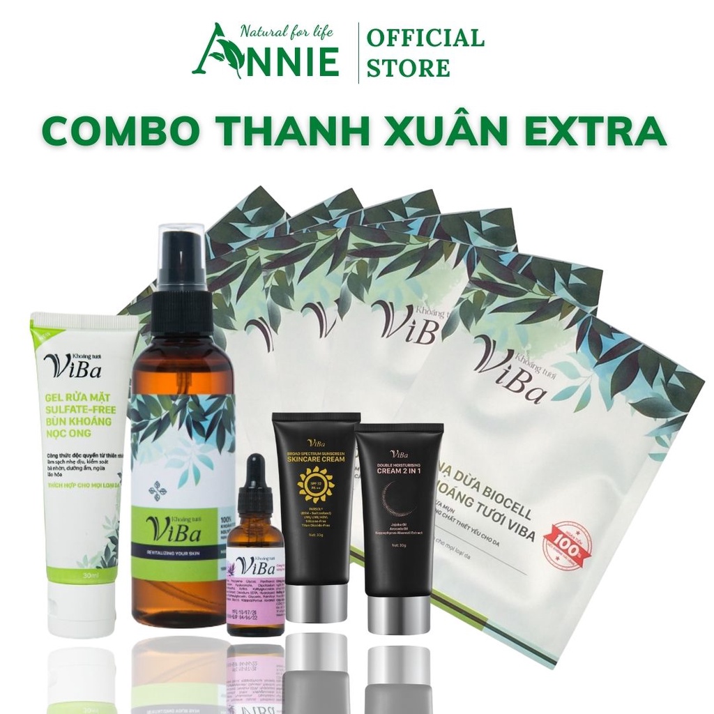 combo thanh xuân extra viba cấp ẩm dưỡng da ngừa lão hóa, mờ thâm, mờ nếp nhăn