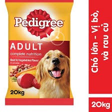 [Mã PET80K giảm 8% tối đa 80K đơn 350K] Thức ăn chó lớn vị Bò pedigree adult bao 20kg