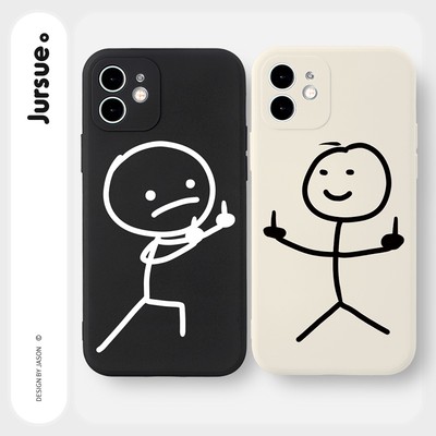 Ốp lưng JURSUE mềm cặp đôi ngộ nghĩnh hình bựa cho iPhone 16 15 14 13 12 11 Pro Max SE 2020 X XR XS ip 8 7 Plus kute Y1903