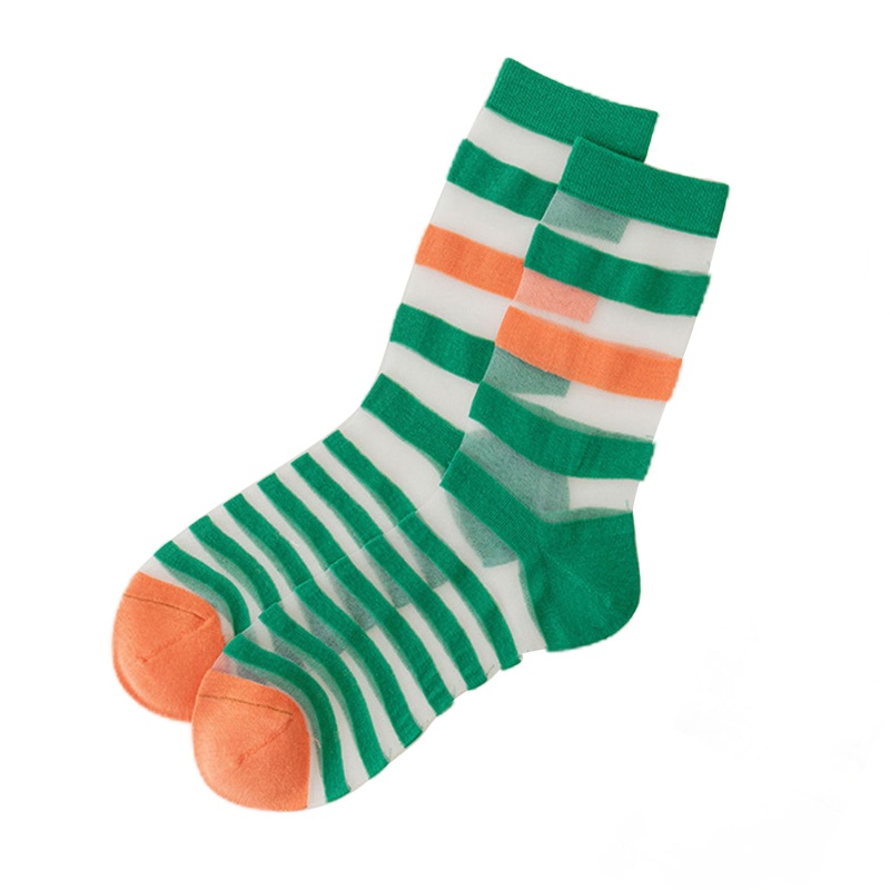 Xixi Đôi Vớ Sợi Thủy Tinh Xuyên Thấu Màu Tương Phản Phong Cách Harajuku Hàn Quốc Cho Nữ