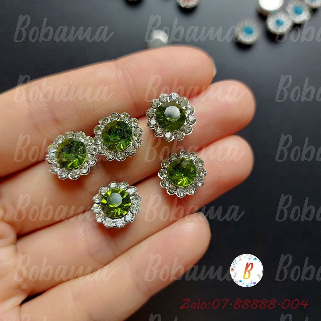 5 Center bông hoa nhụy đá đế khâu làm phụ kiện handmade 12mm