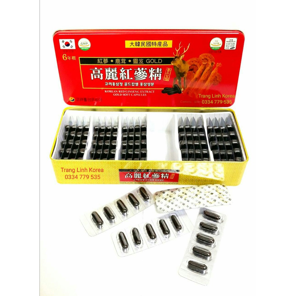 Viên đạm hồng sâm nhung hươu linh chi, hộp đỏ 120 viên - Đạm sâm tổng hợp hàn quốc - tranglinhkorea | BigBuy360 - bigbuy360.vn