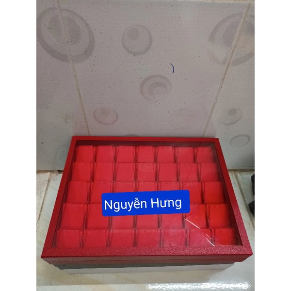 Khay trưng bông bằng da có nắp kính