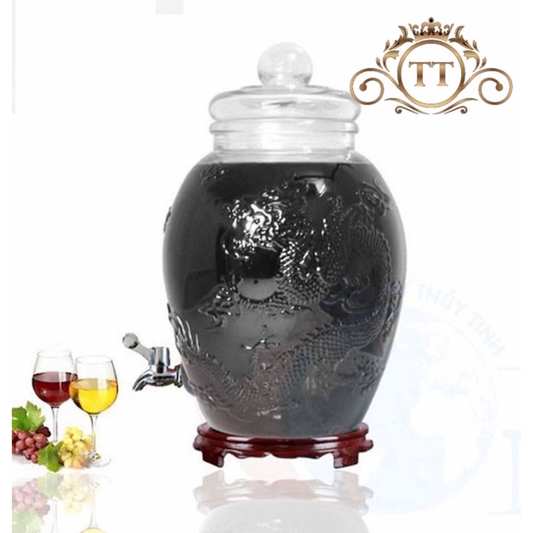 Bình ngâm rượu thuỷ tinh 6 lít Rồng Phụng Có van &amp; không van
