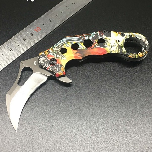 Dao Phượt gấp gọn Karambit X73 Gấp Gọn EDC Có Móc Khóa Tỉa Gọt Hoa Quả Cực Độc