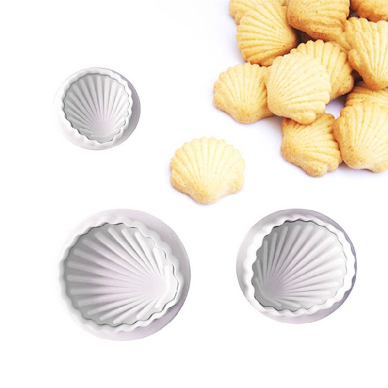 Set 3 Khuôn Silicone Tạo Hình Vỏ Sò 3d Trang Trí Bánh