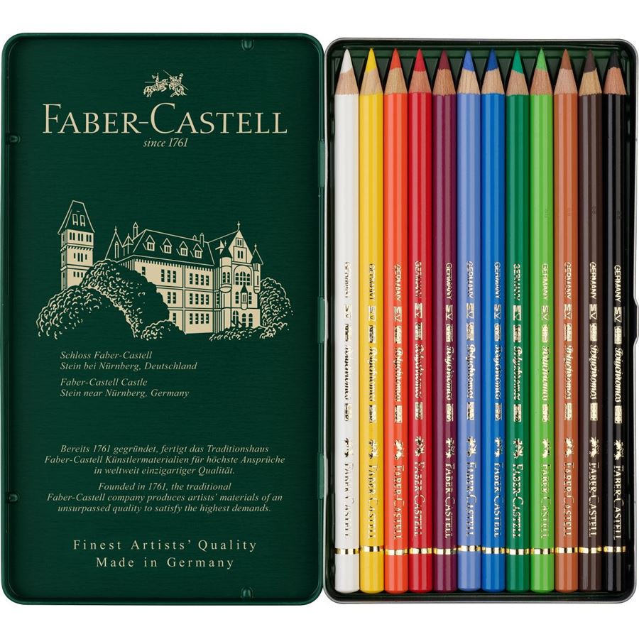 Bút Chì Màu POLYCHROM hộp thiếc 12 màu FABER CASTELL-Dụng cụ vẽ Tâm Tâm