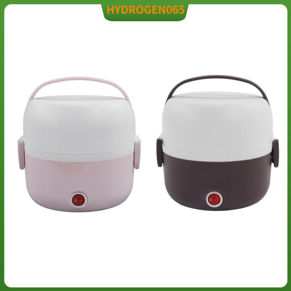 Hộp cơm hâm nóng điện 2 lớp di động bento lưu trữ thực phẩm giữ ấm 220V EU Plug Hydrogen065