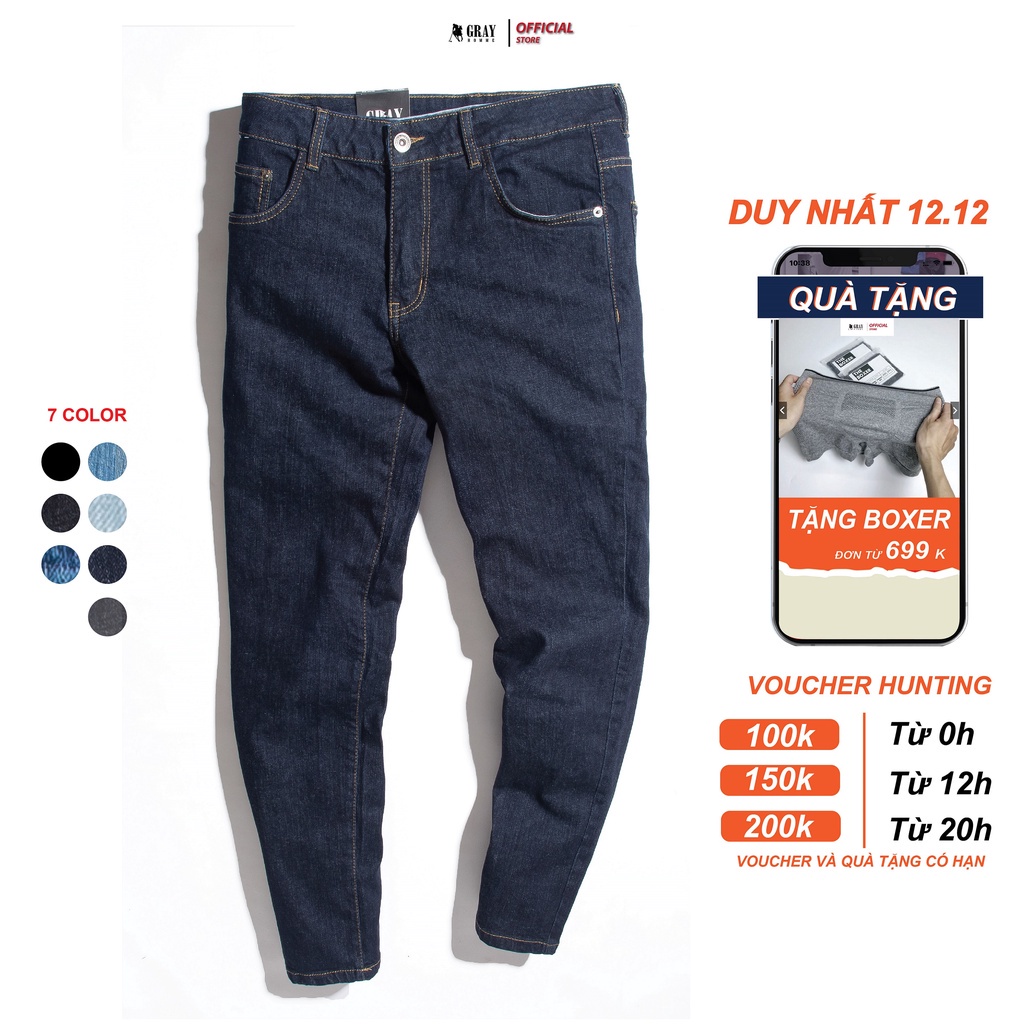 Quần Jean nam GrayHomme dáng Slimfit hơi ôm trẻ trung, thanh lịch, co giãn tốt - Nhiều màu !