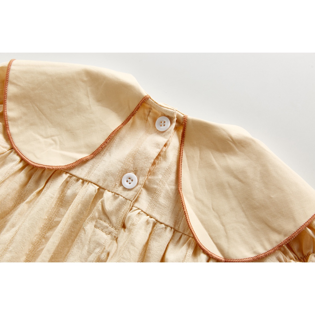 Áo Liền Quần Cổ Vuông Thêu Hoa Cho Bé Gái