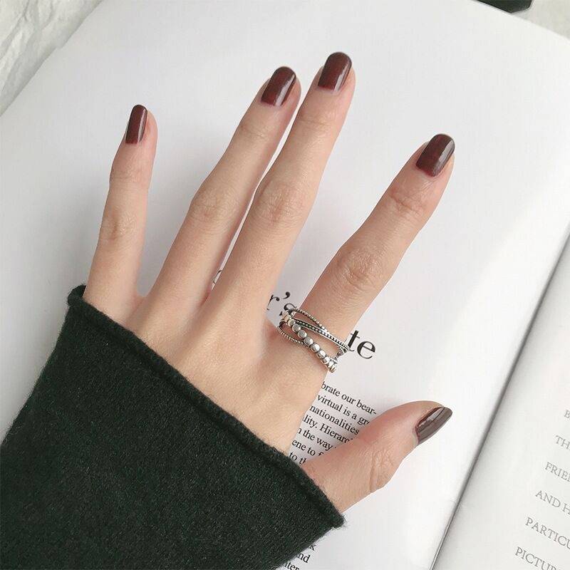 Nhẫn Bạc Thái Lan Màu Bạc Nguyên Chất Kiểu Dáng Cá Tính Thời Trang Phong Cách Nhật Bản Cho Nữ