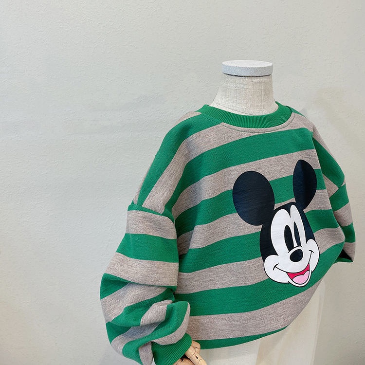Áo Hoodie Kẻ Sọc In Hình Chuột Mickey Thời Trang Hàn Quốc Mới Cho Bé