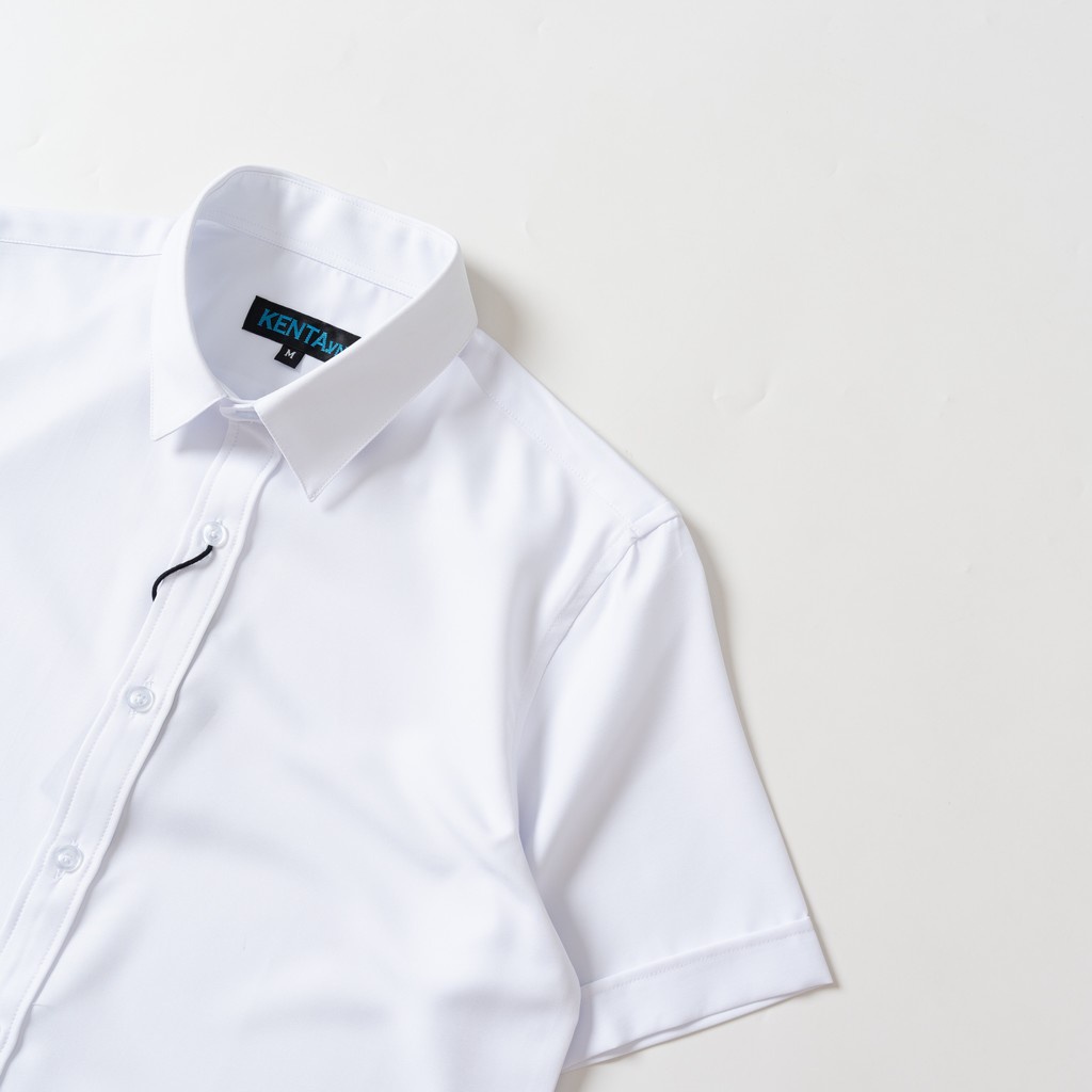 Áo Sơ Mi Nam Tay Ngắn Trắng KENTA vải lụa SMN0079