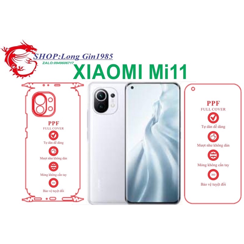 Xiaomi Mi 11 miếng dán trong Ppf mặt sau và mặt trước chống va đập chống trầy xước