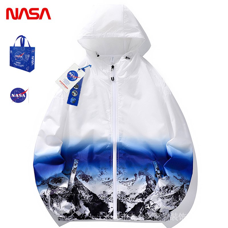 Áo Khoác Chống Nắng Tia Cực Tím Vải Lụa Lạnh In Hình NASA Màu Gradient Size Lớn M-6XL Thời Trang Mùa Hè Cho Cặp Đôi