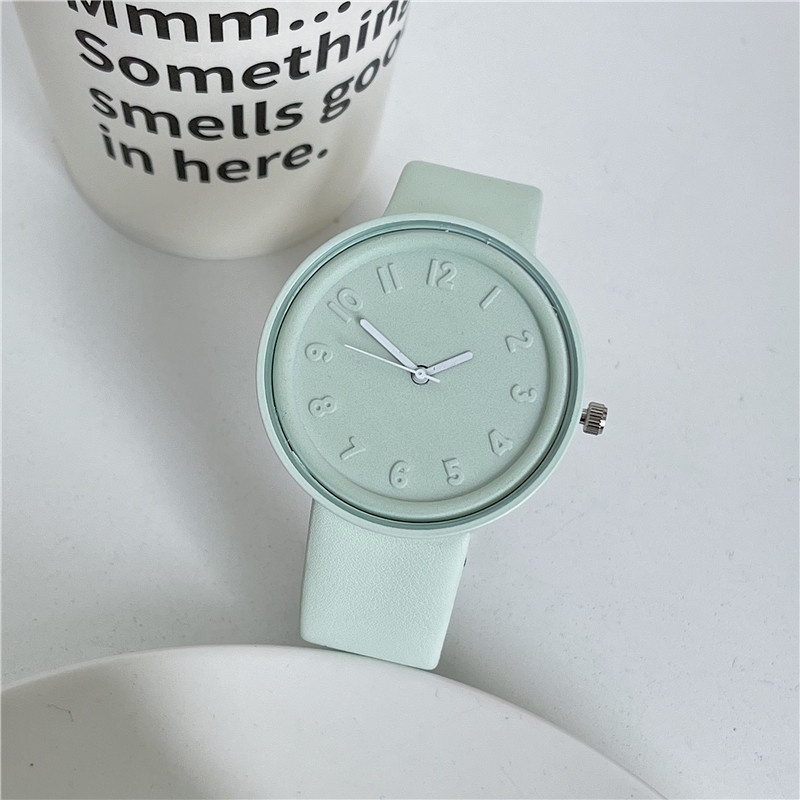 Đồng Hồ Đeo Tay Màu Sắc Macaron Thiết Kế Đơn Giản Thanh Lịch Phong Cách Retro Cho Nữ