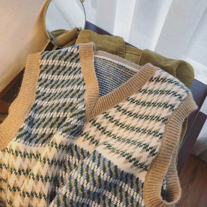 Áo Sweater không tay cổ chữ V dáng rộng thiết kế mới thời trang mùa xuân theo phong cách hàn quốc