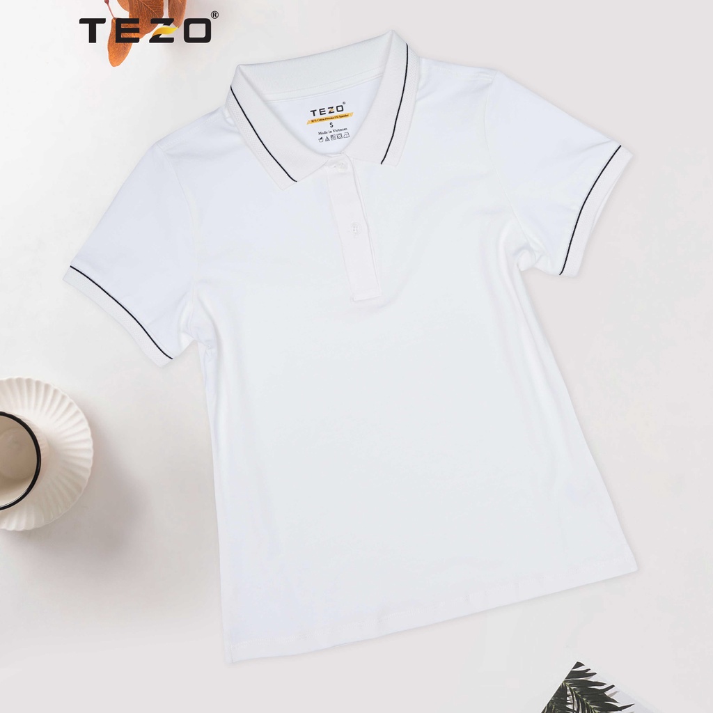 Áo polo nữ bo trơn TEZO phông nữ có cổ chất liệu cotton thoáng mát thấm hút mồ hôi 2204APCB02