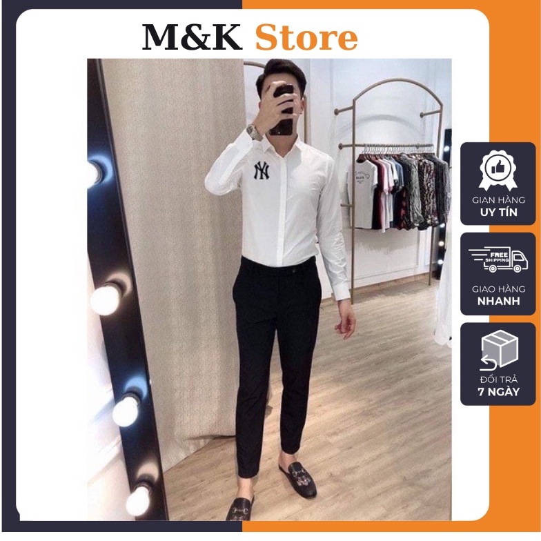 Bộ quần âu áo sơ mi nam đính hoạ tiết nổi chất co giãn 4 chiều form Hàn Quốc trẻ trung phù hợp mặc đi làm đi chơi