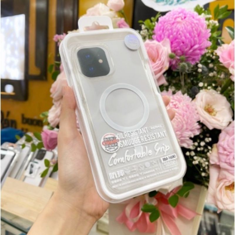 Ốp lưng Remax Trong hỗ trợ sạc Magsafe cho iPhone 13, 13 Pro, 13 Pro Max lưng trong kính viền