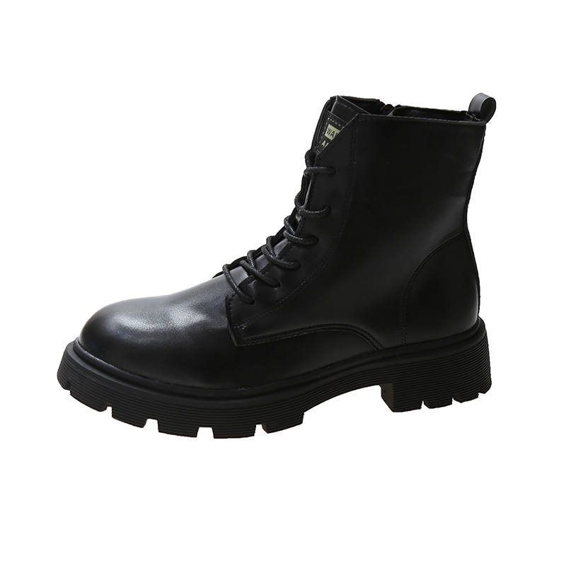 Giày bốt IELGY cổ thấp tới mắt cá chân mũi tròn buộc dây kiểu Hàn Quốc