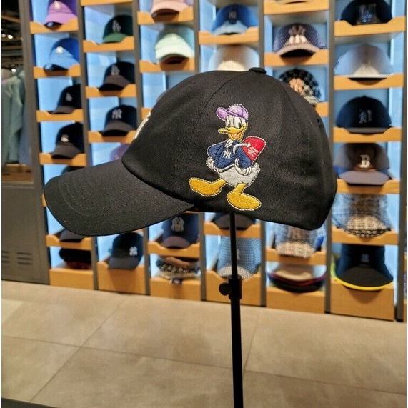 Nón MLB NY chính hãng in hình chú vịt Disney dễ thương, mũ MLB đen cho nam và nữ | 3ACPD011N-50BKS