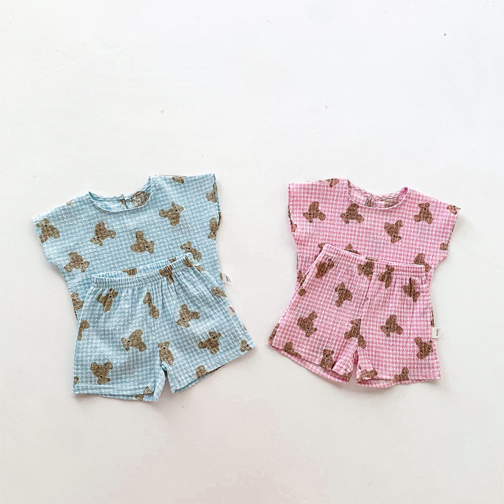 Set áo sơ mi sát nách kèm quần short thời trang mùa hè cho trẻ nhỏ