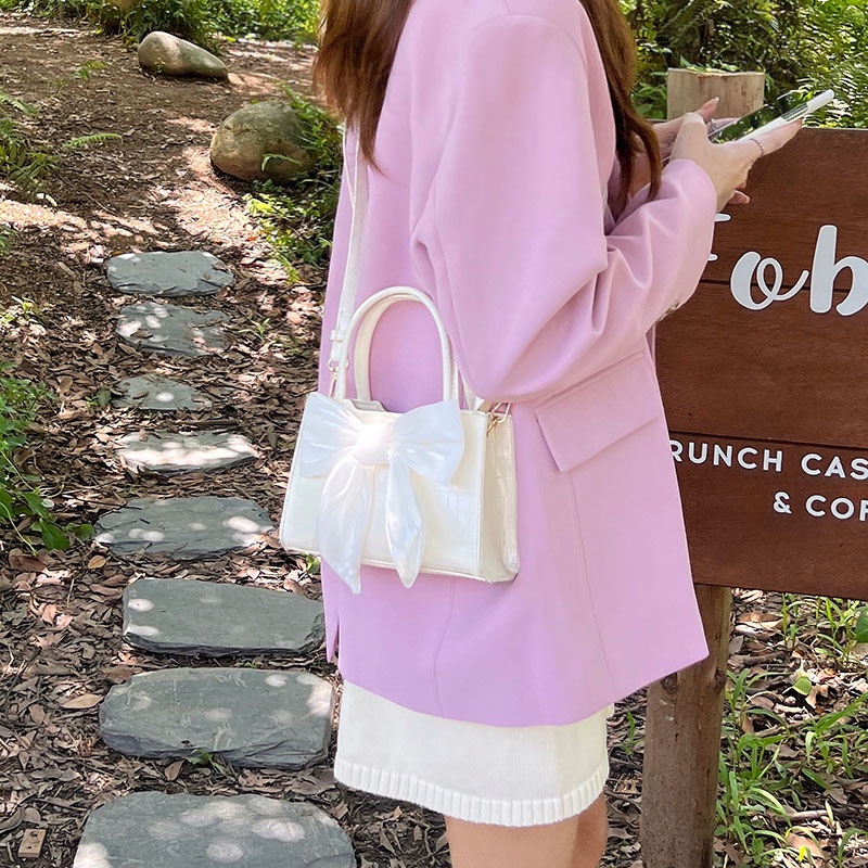 Túi Đeo Chéo Hình Vuông Đính Nơ Thời Trang Mùa Hè 2022 Cho Nữ