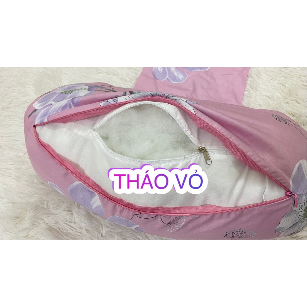 Gối Bà Bầu Cánh Tiên Cao Cấp Có Lót Có Miếng Dán Hahuma