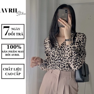 Áo sơ mi nữ dài tay hoạ tiết da báo aas445