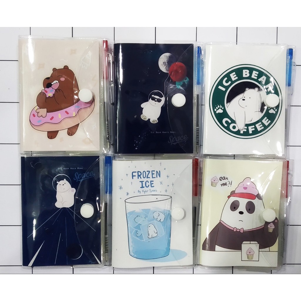 Bộ sổ kèm bút bi mini 8x10cm We Bare Bears Chúng tôi đơn giản là gấu