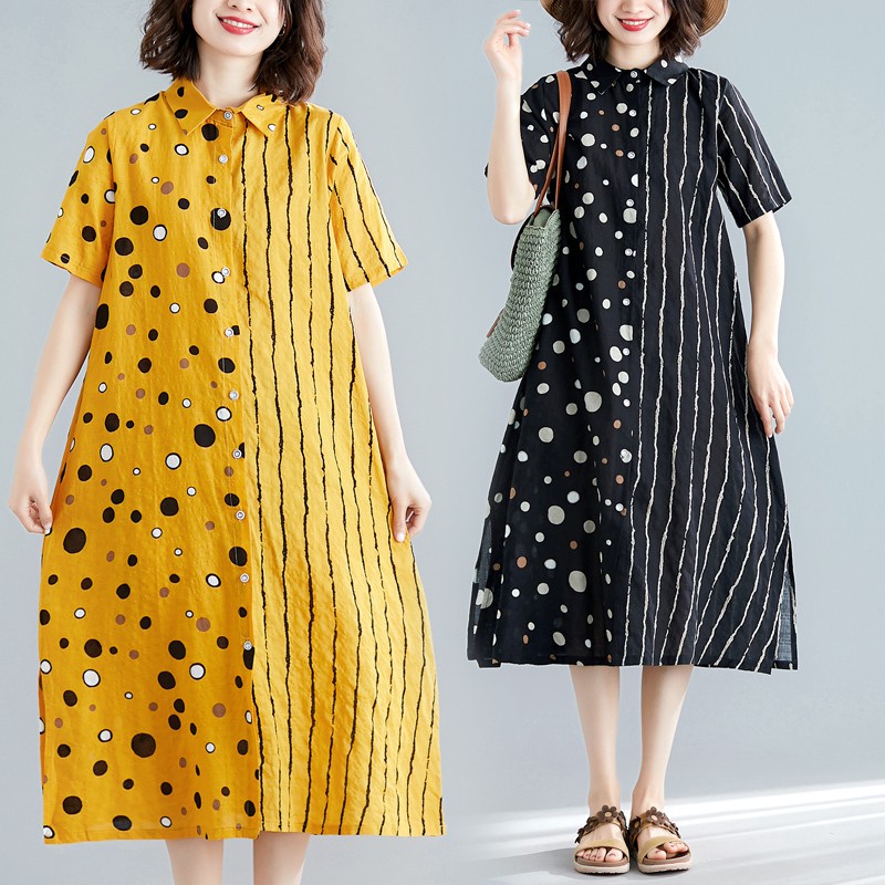 G106 Đầm big size dáng suông cổ sơ mi kiểu dnags trẻ trung