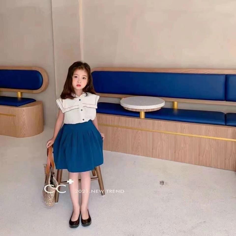Set váy áo bé gái phong cách Hàn Quốc thanh lịch màu sắc dịu nhẹ cho bé từ 3-8 tuổi hàng Quảng Châu cao cấp