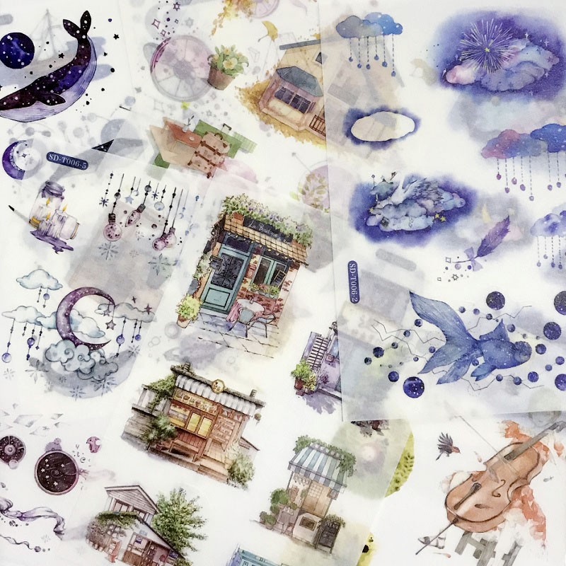 Set 6 tờ washi sticker trang trí planner SS001
