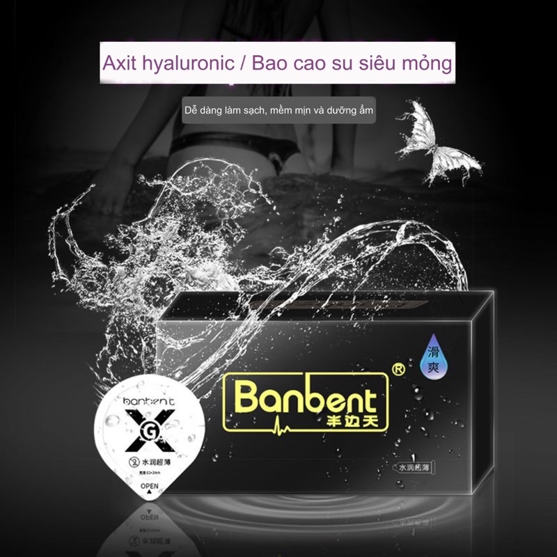 Bao cao su BANBENT 001 ĐEN, bcs 0.01 siêu mỏng chống xuất tinh sớm kéo dài thời gian