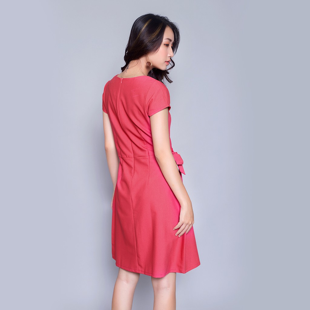 Đầm công sở nữ thời trang Eden dáng chữ a suông tay ngắn cổ tròn chất liệu thoáng mát không nhăn - D303