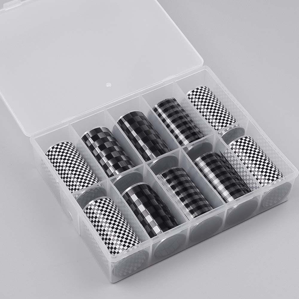 Miếng Dán Trang Trí Móng Tay Họa Tiết Kẻ Ô Lưới Màu Đen Thời Trang