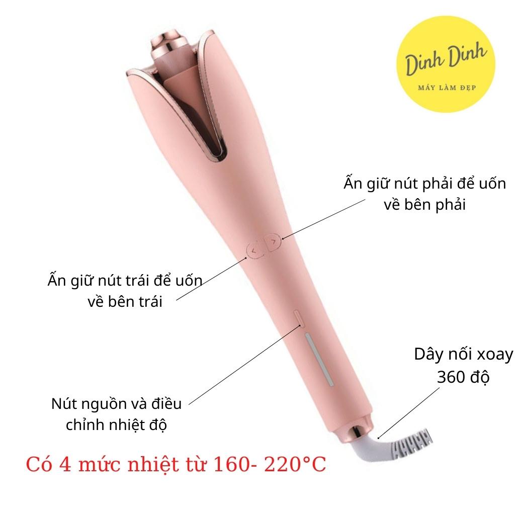 Máy uốn tóc xoăn mini, máy làm tóc tự động chất liệu gốm sứ xoay 360 độ chống bỏng - Dinh Dinh Máy làm đẹp